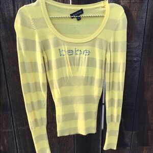 COPY - Yellow striped bebe sweater top (some damage)